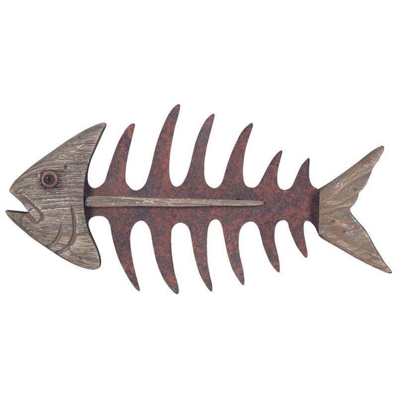 foto del prodotto signes grimalt - parete piatto in legno pesce invecchiato in legno marrone 3x32x16cm 22125