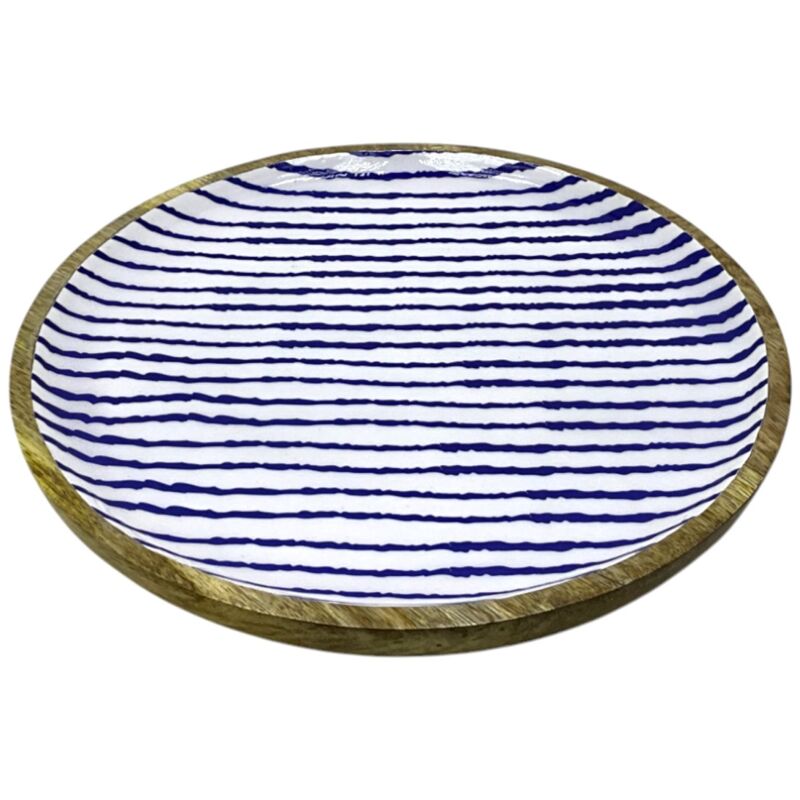 foto del prodotto signes grimalt piatto decorativo righe marinaio ideale per servire e decorare, vassoio in legno stile nautico per casa ed eventi