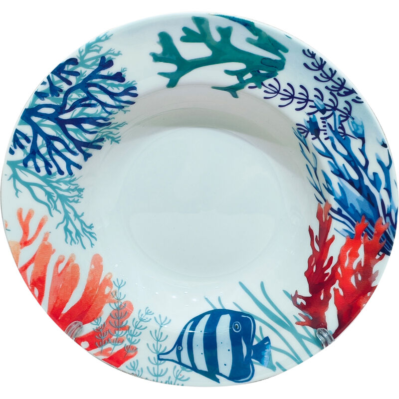 foto del prodotto signes grimalt piatto fondo in porcellana con disegno pesce in confezione regalo ideale per regali originali e decorazione della tavola