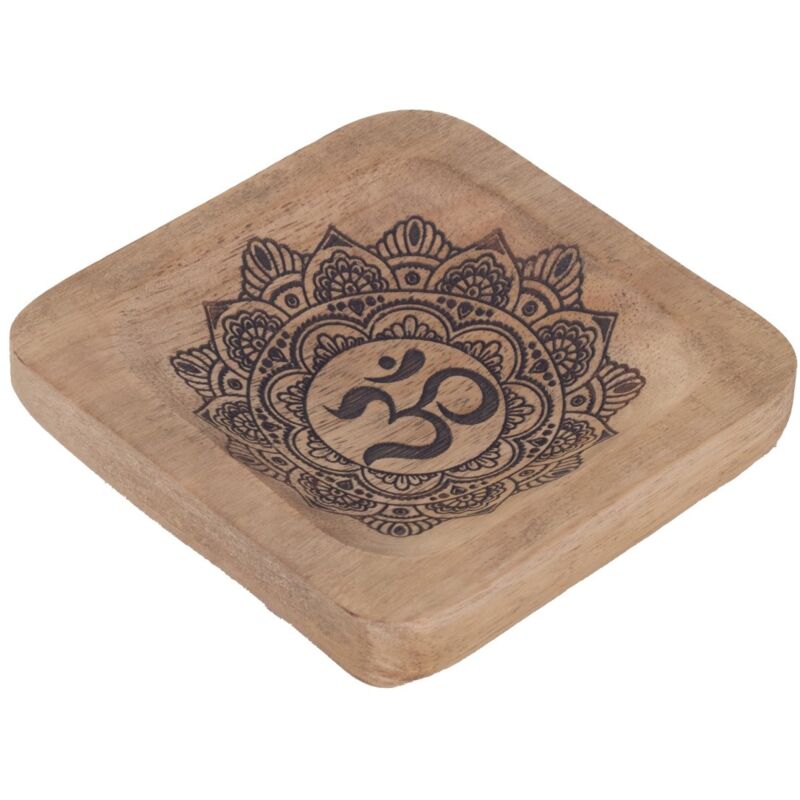 foto del prodotto signes grimalt piccolo vassoio decorativo etnico in legno mandala om