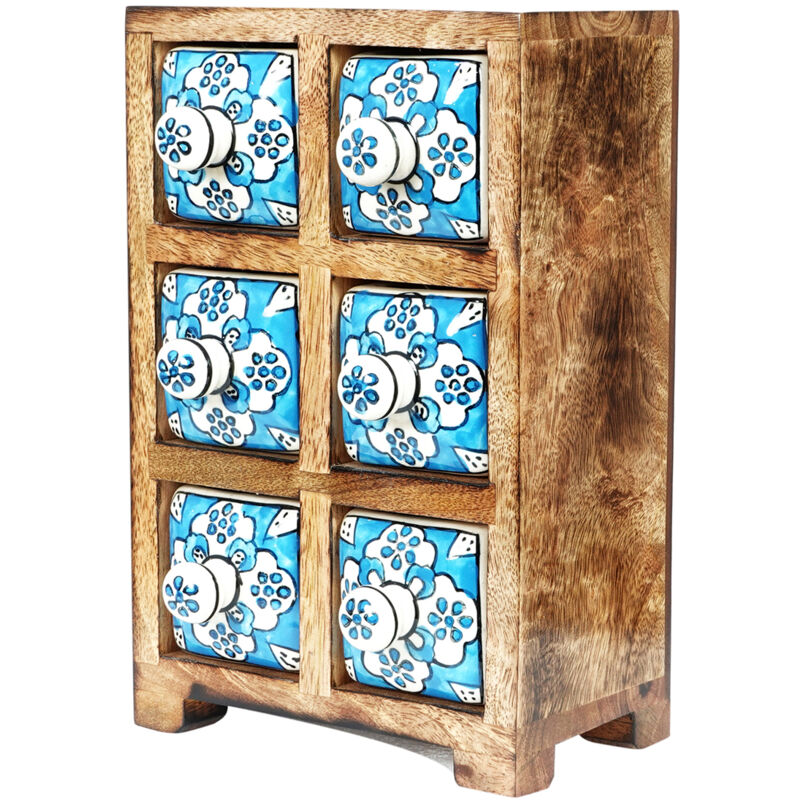foto del prodotto signes grimalt portaspezie scatole con 6 cassetti e portagioie portaspezie rettangolare marrone 23x15x11 cm