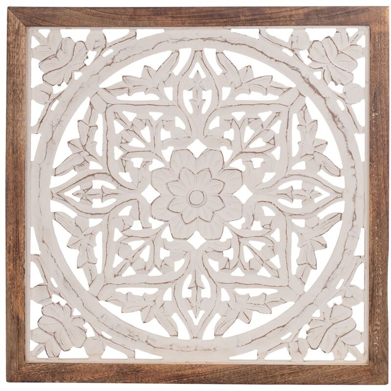 foto del prodotto signes grimalt tavolo da muro adorno ornamento a mosaico bianco in legno 3x63x63cm 28480