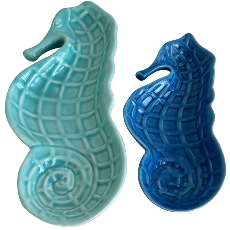 foto del prodotto signes grimalt vassoi in ceramica con cavalluccio marino set di 2 vassoi decorativi per la casa e regali unici