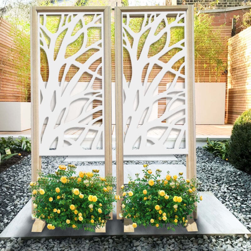 foto del prodotto signorbit alberi separ paravento modulabile 70x190cm in legno e pvc colore bianco