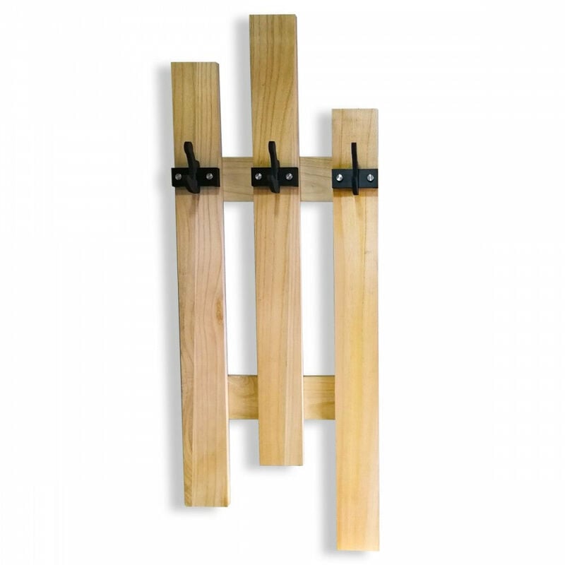 foto del prodotto signorbit appendiabiti in legno con ganci in pvc neri misure 3 elementi 54x121 cm