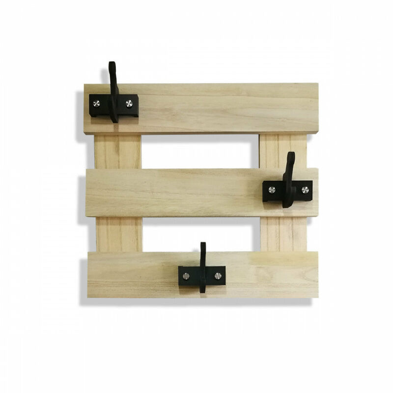 foto del prodotto signorbit appendiabiti in legno con ganci sfalsati in pvc neri misure 50x45 cm