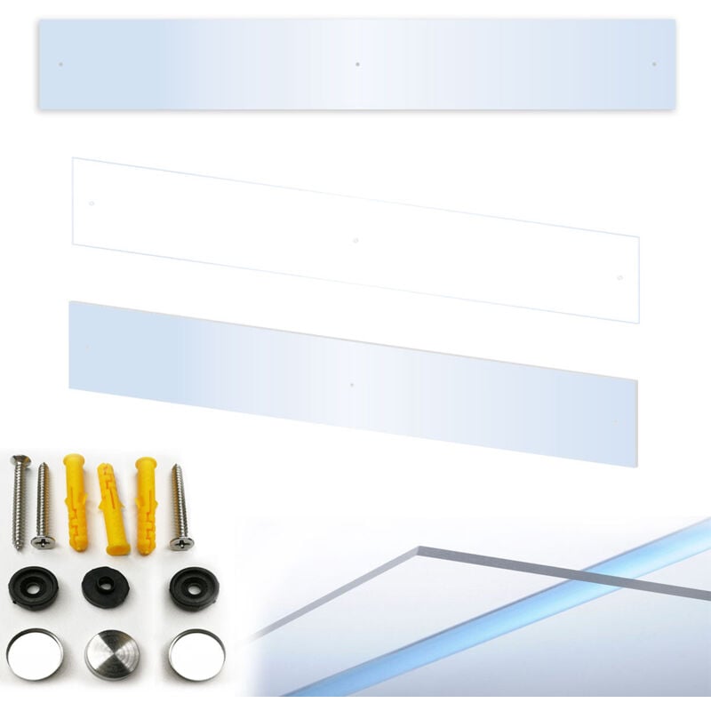 foto del prodotto signorbit battisedia in metacrilato 100x14x0,3 cm kit da 5 pz. trasparente protezione elegante e robusta per uffici e sale d attesa
