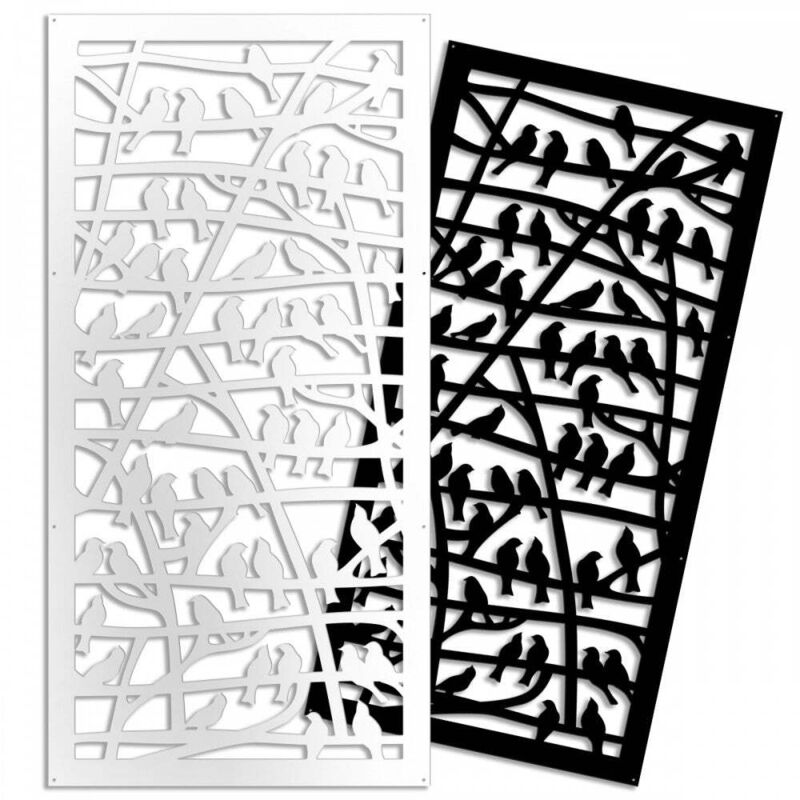 foto del prodotto signorbit - birds - pannello in pvc traforato - parasole - colore: bianco - misura: 47x94 cm