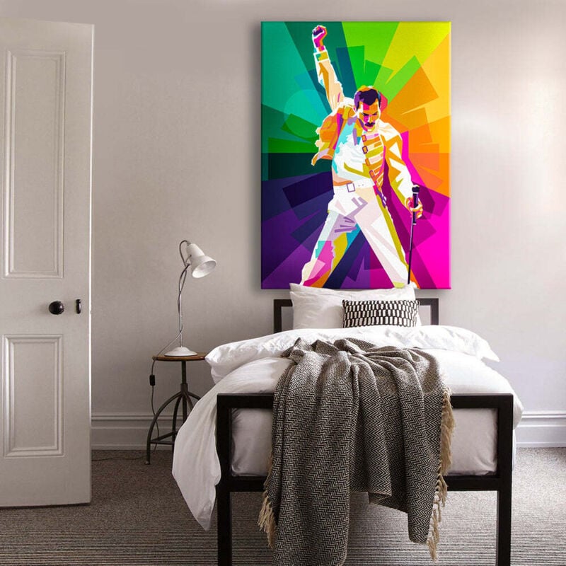 foto del prodotto signorbit freddie mercury quadro stampato su canvas e montato su telaio in legno misura 70x100 cm