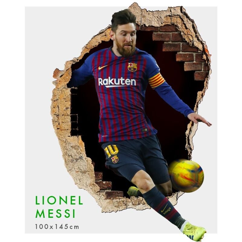 foto del prodotto signorbit lionel messi adesivi murali parete 3d wall sticker cameretta bimbi misura 150x100 cm