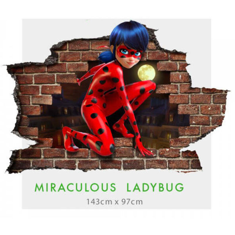 foto del prodotto signorbit miraculous ladybug 002 adesivo parete murale effetto 3d wall stickers misura 150x100 cm