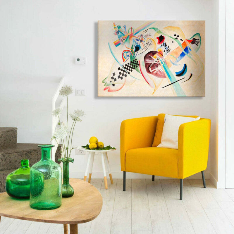 foto del prodotto signorbit on white kandinsky quadro stampa su canvas con telaio in legno misura 70x50 cm