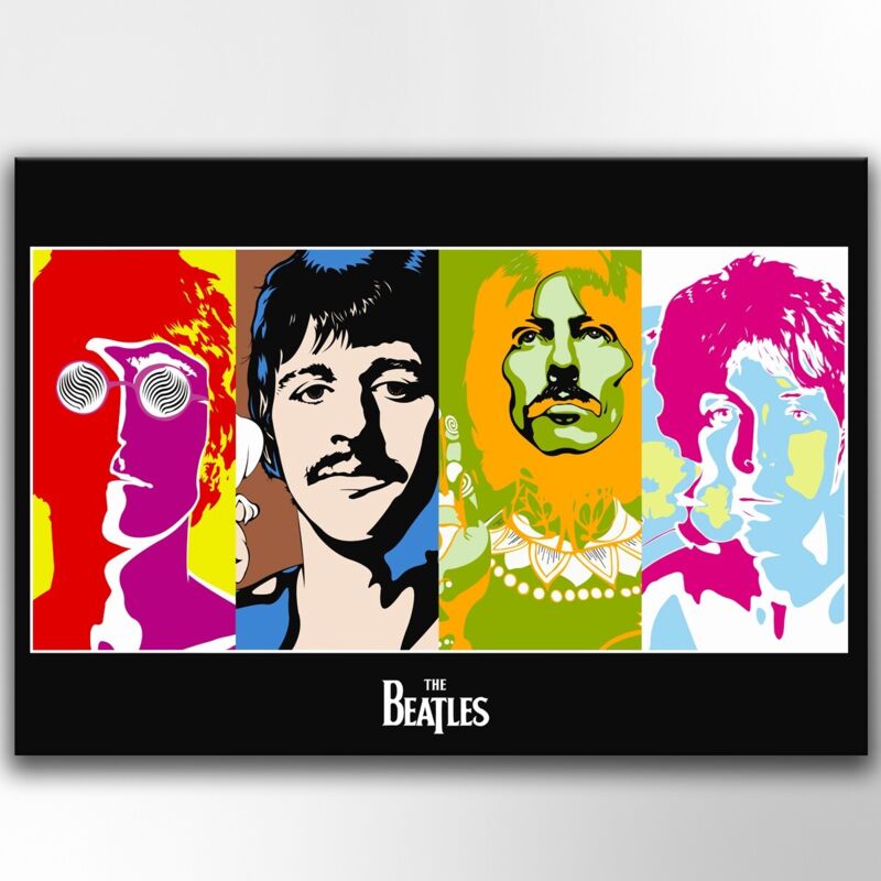 foto del prodotto signorbit quadro canvas su telaio in legno beatles pop art misura 100x140 cm