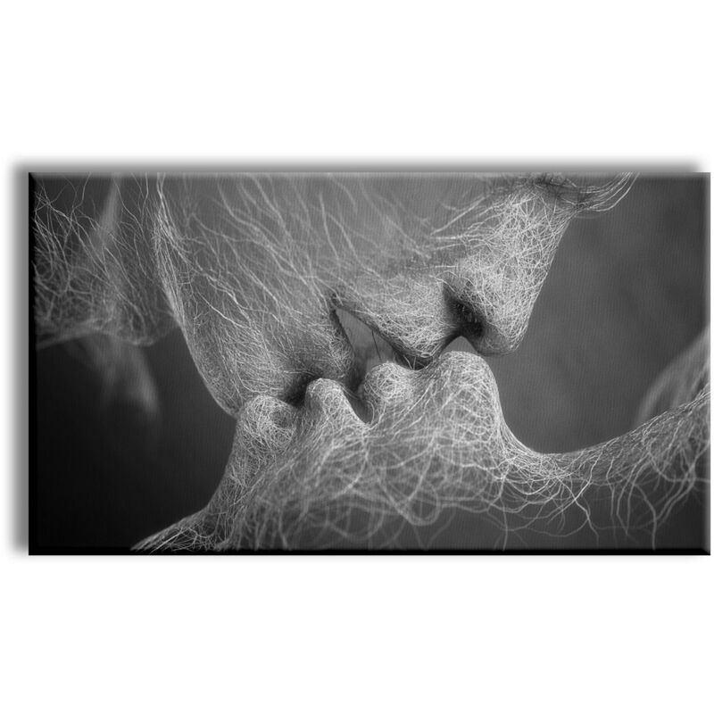 foto del prodotto signorbit - reverse kiss - quadro canvas contemporaneo su telaio in legno - misura: 130x70 cm