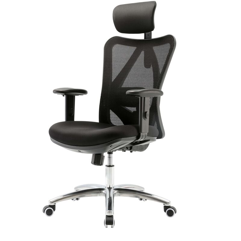 foto del prodotto sihoo poltrona ufficio ergonomica regolabile supporto lombare 150kg tessuto senza poggiapiedi nero