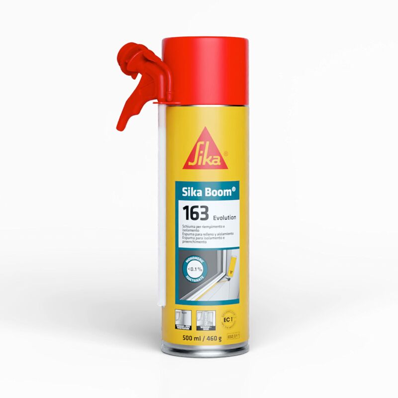 foto del prodotto sika boom 163 evolution, bianco schiuma poliuretanica per applicazione manuale a basso contenuto di isocianati monometrici bomb 500ml