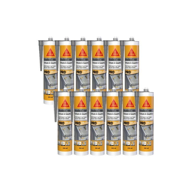 foto del prodotto sika confezione da 12 seal 189 sigillanti butilici per tetti e grondaie grigio 310ml