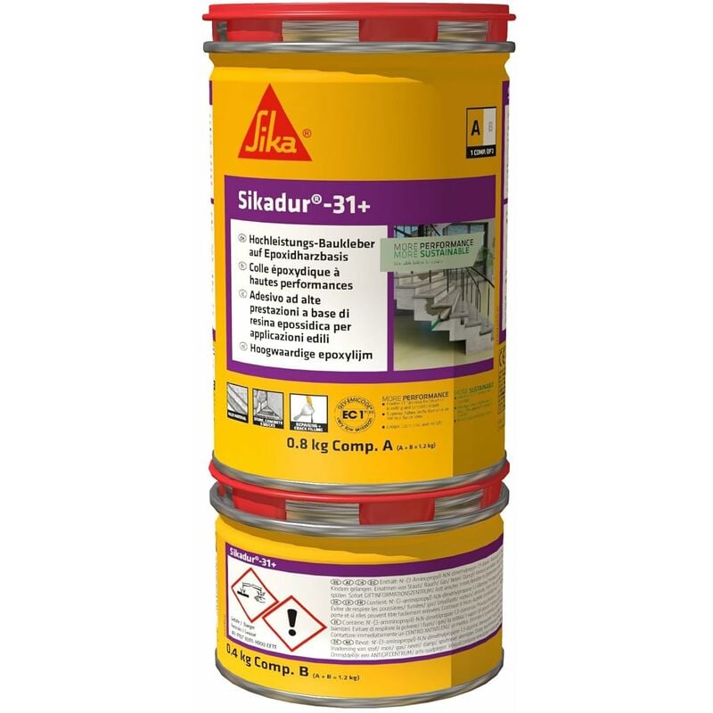 foto del prodotto sika dur 31 ab , grigio calcestruzzo adesivo epossidico incollaggio strutturale ripristino calcetruzzo latta metallica 1,2kg a b 