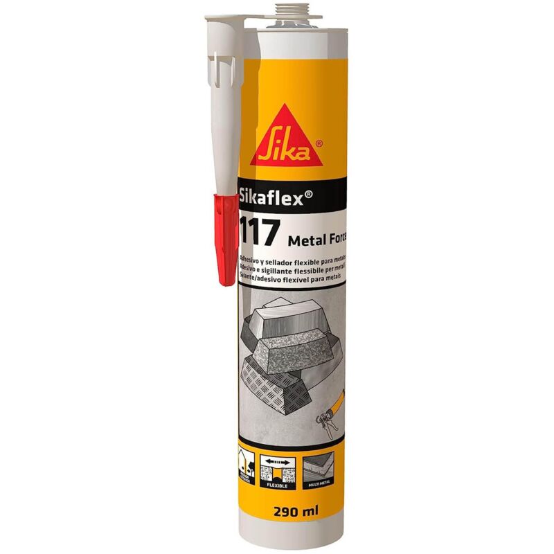 foto del prodotto sika flex 117 metal force, grigio chiaro adesivo elastico per l incollaggio di elementi metallici buona lavorabilit cartuccia da 290ml