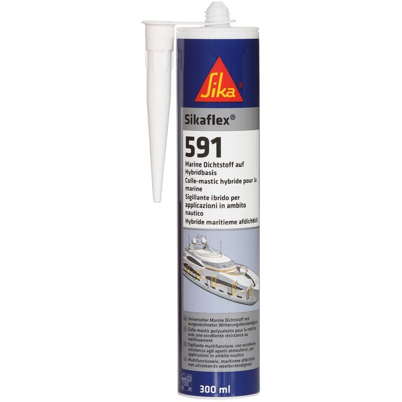 foto del prodotto sika flex 591, grigio acciaio sigillante multiuso applicazioni in campo nautico resistente alle vibrazioni privo di isocianati cartuccia