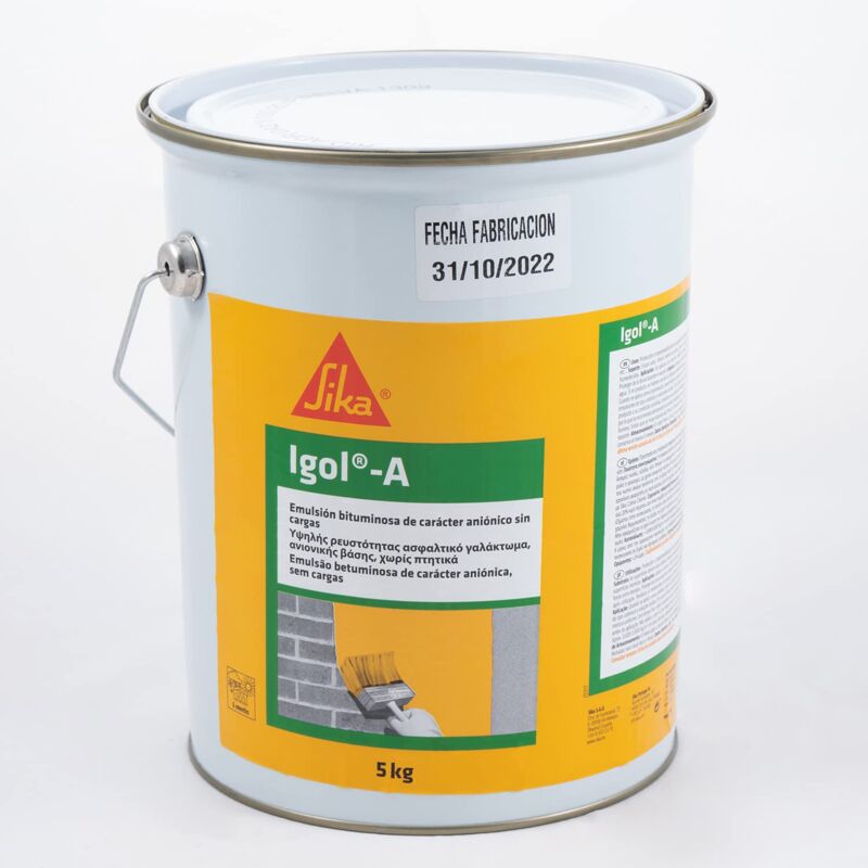 foto del prodotto sika gomma igol a, emulsione butuminosa per impermeabilizzazione per fondazione, 5 kg, nero