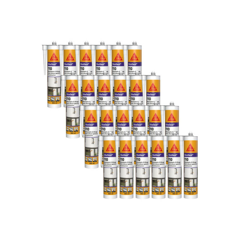 foto del prodotto sika lotto di 24 seal 110 sigillante siliconico per finestre e vetrate pvc bianco 300ml