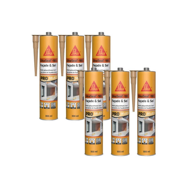 foto del prodotto sika lotto di 6 sigillanti poliuretanici seal 183 2 in 1 facciata e pavimento tonalit pietra 300ml