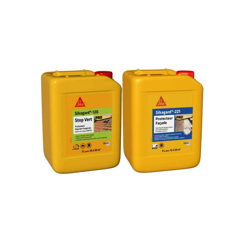 foto del prodotto sika pack di trattamento e protezione sikagard 120 stop vert 5l sikagard 221 protettore di facciata 5l