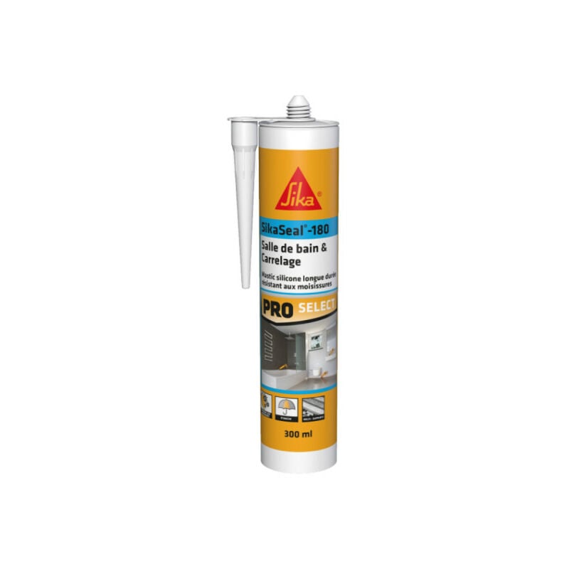 foto del prodotto sika seal 180 mastice siliconico per bagni e piastrelle bianco 300ml
