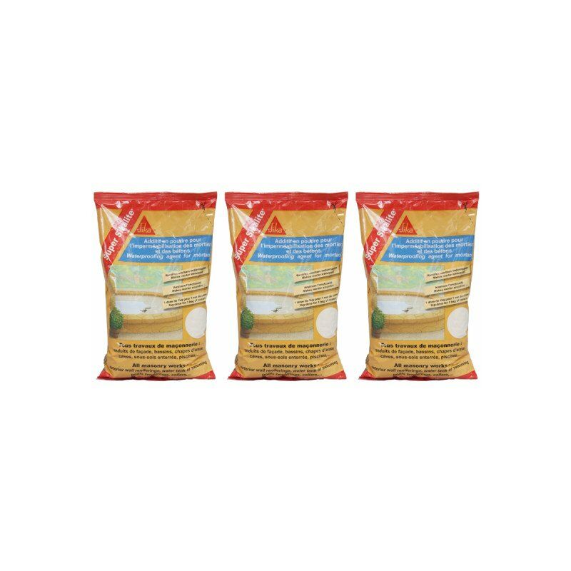 foto del prodotto sika set di 3 additivi in polvere per malte e calcestruzzi impermeabilizzanti super lite bianco 1kg
