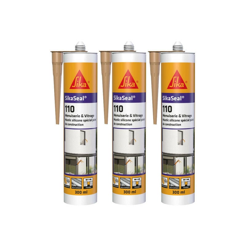 foto del prodotto sika set di 3 seal 110 sigillanti siliconici per finestre e vetrate beige pietra 300ml
