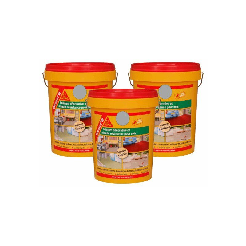 foto del prodotto sika set di 3 vernici monocomponenti per pavimenti sol w grigio cemento 5l