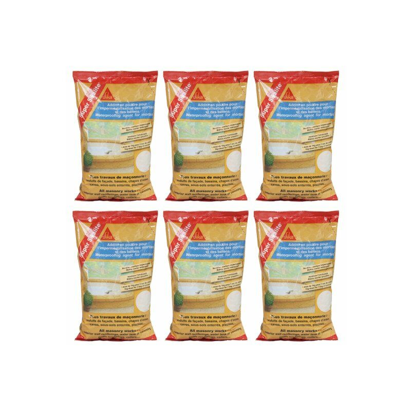 foto del prodotto sika set di 6 additivi in polvere per malte e calcestruzzi impermeabilizzanti super lite bianco 1kg