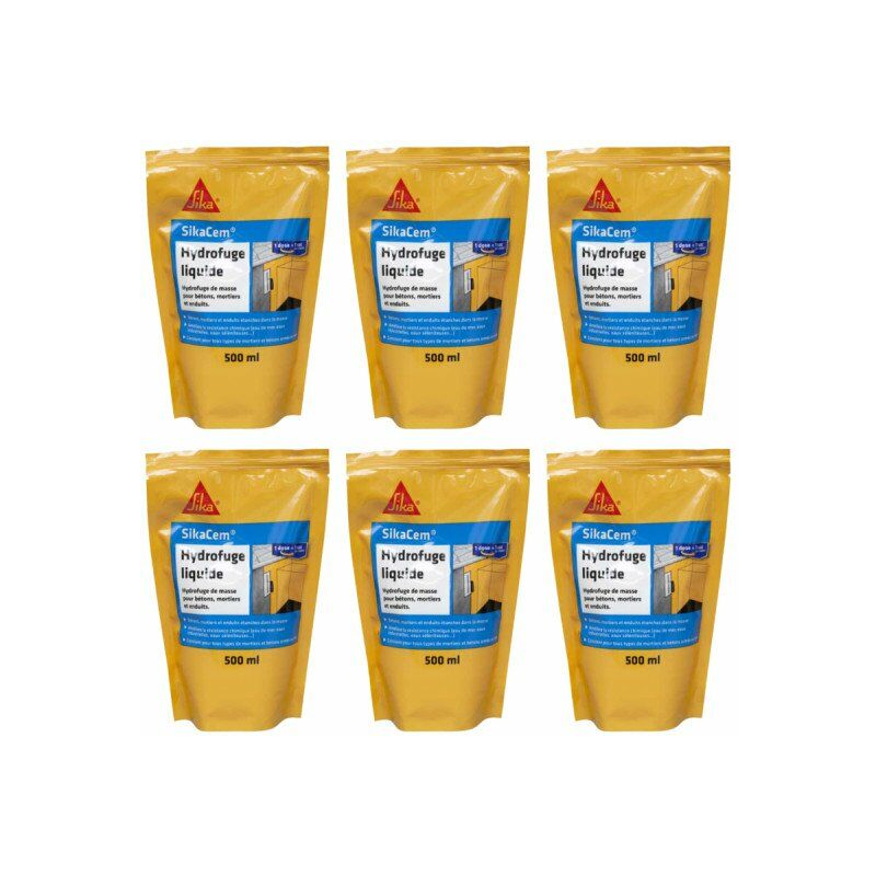 foto del prodotto sika set di 6 cem idrorepellenti liquidi per calcestruzzo e malta 500ml