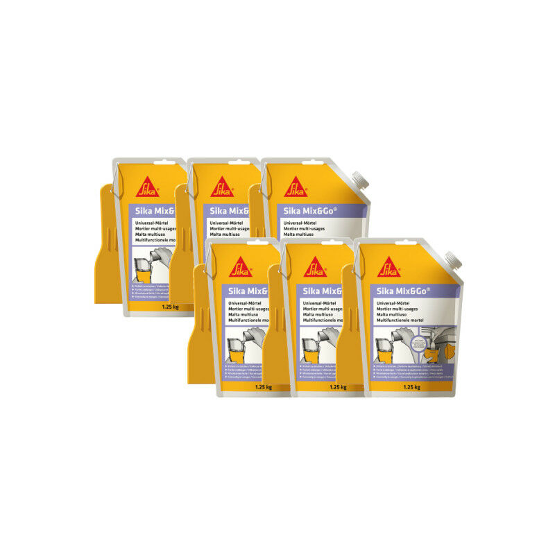 foto del prodotto sika set di 6 malte pronte per la riparazione mix go grigio 1,25kg