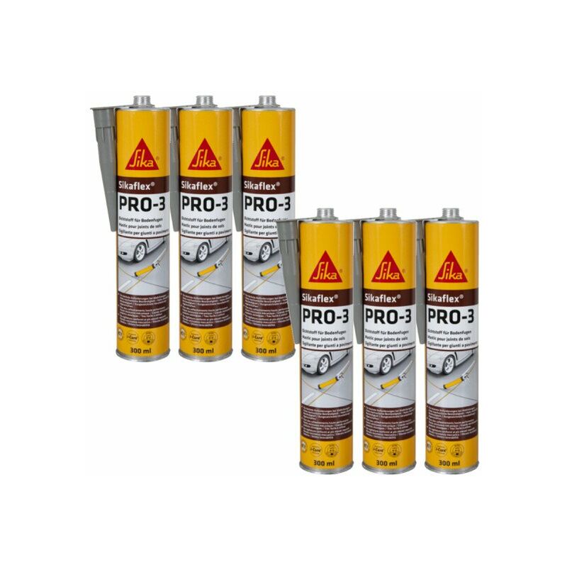 foto del prodotto sika set di 6 sigillanti autolivellanti flex pro 3 grigio cemento 300ml