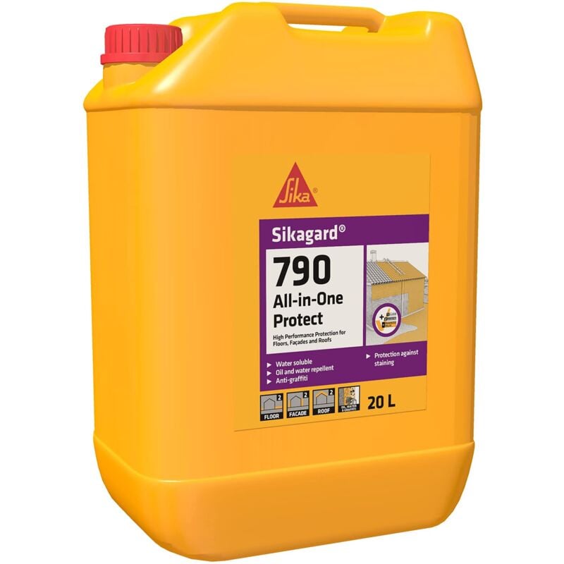 foto del prodotto sika sikagard 790 all in one protect, trasparente protettivo invisibile per superfici porose facciate, pavimenti e tetti 20l