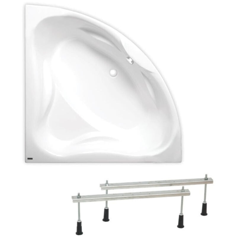 foto del prodotto siko laguna cornelia vasca da bagno ad angolo con piedini, 140x140 cm, acrilico, sinistra e destra, bianco co1400new set 
