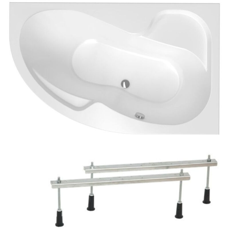 foto del prodotto siko laguna fortuna plus vasca asimmetrica, con piedini 150x100 cm, acrilico, destra, bianco fo1500pplus set 