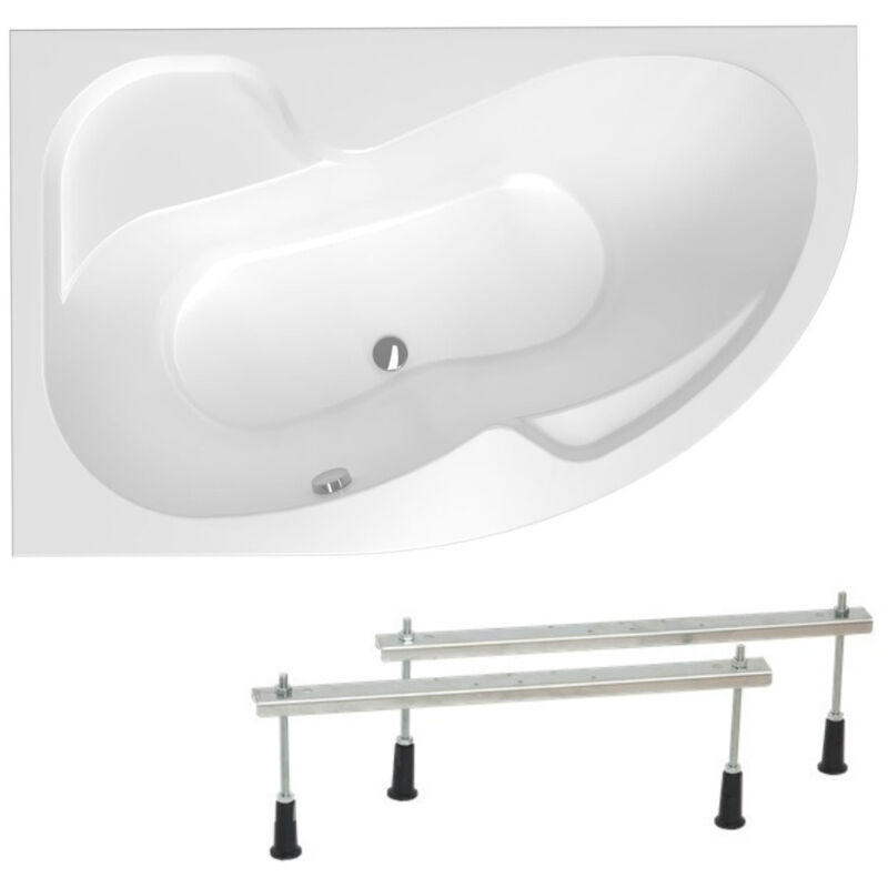 foto del prodotto siko laguna fortuna plus vasca asimmetrica con piedini, 150x100 cm, acrilico, sinistra, bianco fo1500lplus set 