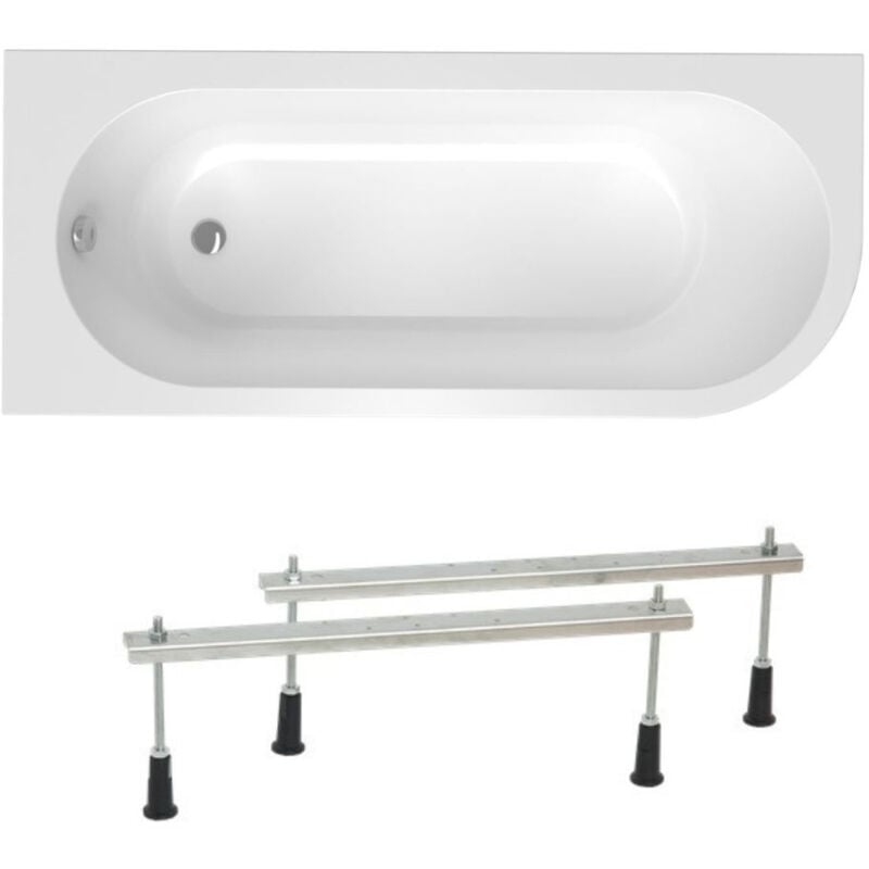 foto del prodotto siko laguna rajka vasca da bagno asimmetrica con piedini, 170x72,5 cm, acrilico, sinistra, bianco vraj170l set 