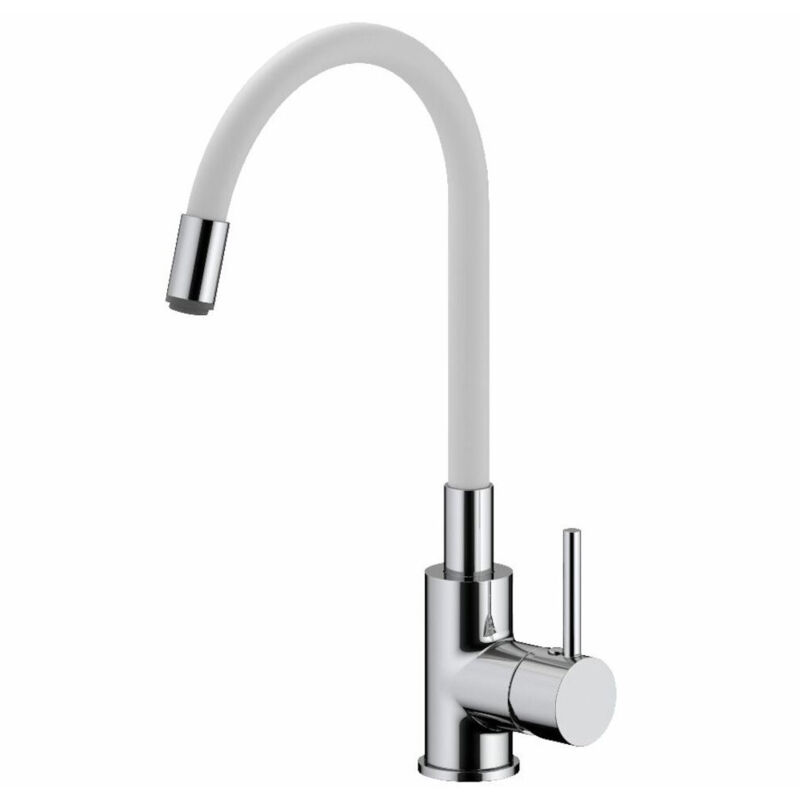 foto del prodotto siko miscelatore da cucina con memoria di forma, curva in silicone bianco bslpro290b 