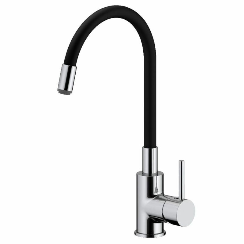 foto del prodotto siko miscelatore da cucina con memoria di forma, in silicone nero curvo bslpro290c 