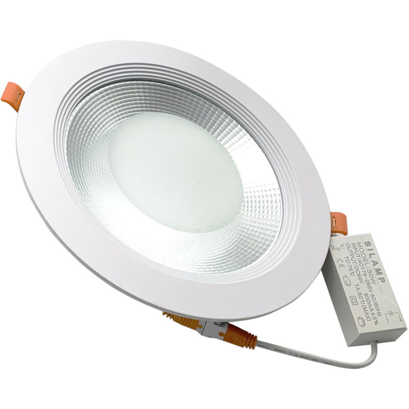 foto del prodotto silamp faretto da incasso 30w cob led diametro 225mm driver incluso f.i.195 215mmluce neutra naturale 4200k