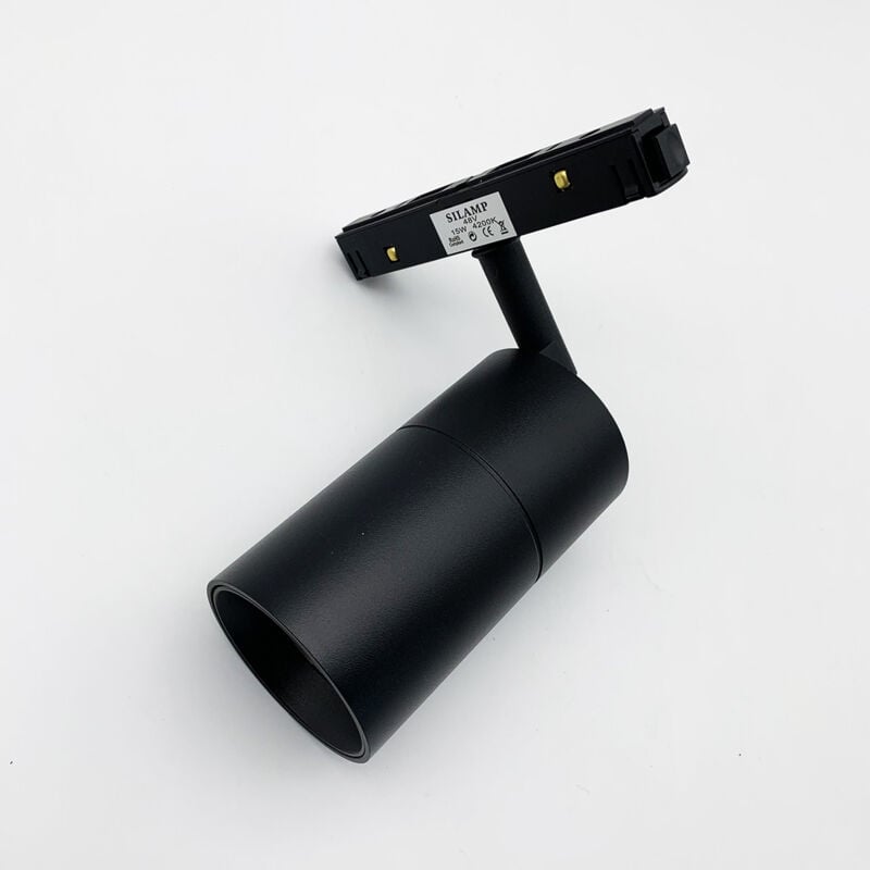foto del prodotto silamp faretto led 15w 48v dc magnetico per binario ad incasso nero direzionabileluce neutra naturale 4200k
