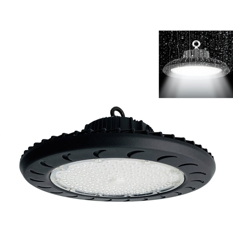 foto del prodotto silamp faro led industriale capannoni 150w disco rotondo ufo ip65 220vluce fredda 6400k