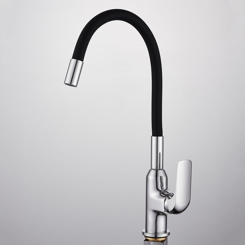 foto del prodotto silamp miscelatore nero flessibile girevole per lavello cucina kit completo t005 5 b