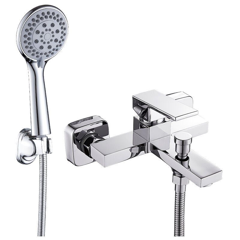foto del prodotto silamp miscelatore per vasca completo di tubo metallico, soffione cromato t003 3