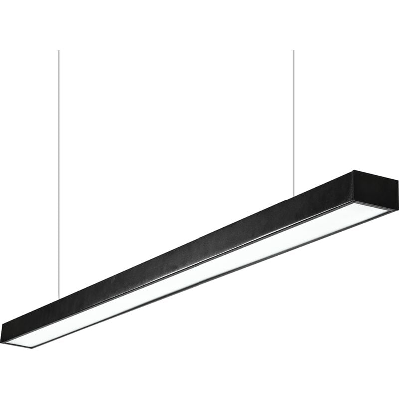 foto del prodotto silamp plafoniera led 38w 120x10x4cm da sospensione con cavo acciaio nero pi 14 38wluce fredda 6400k
