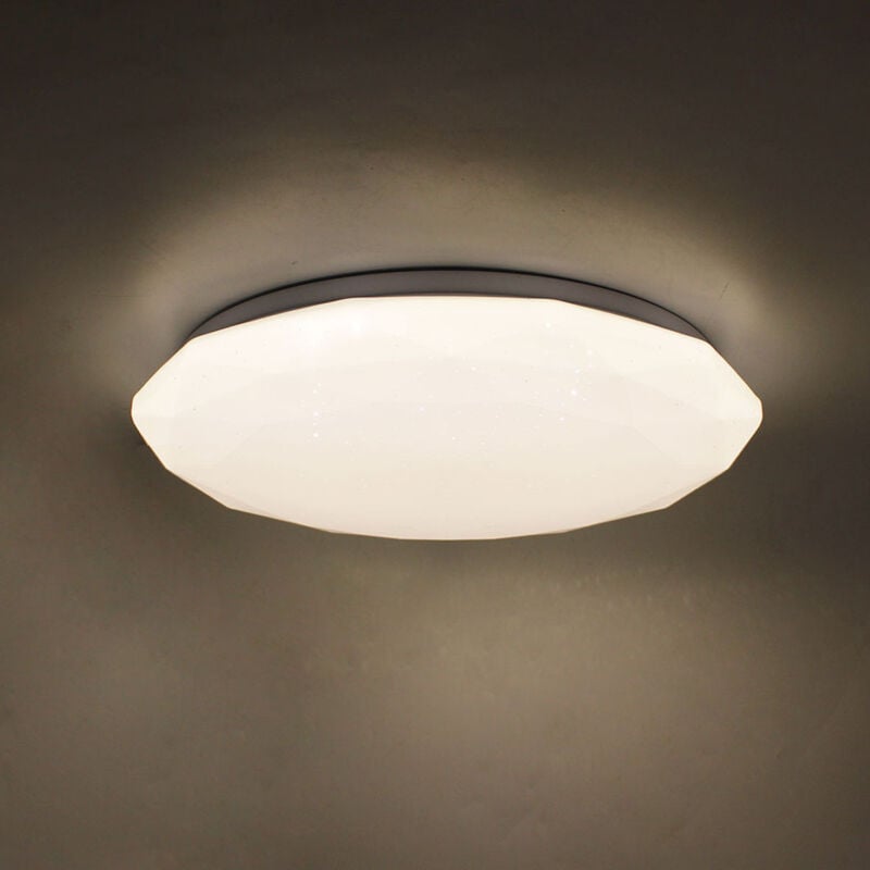 foto del prodotto silamp plafoniera rotonda poligonale a led 36w effetto stellato diametro 390 mm luce fredda 6400k